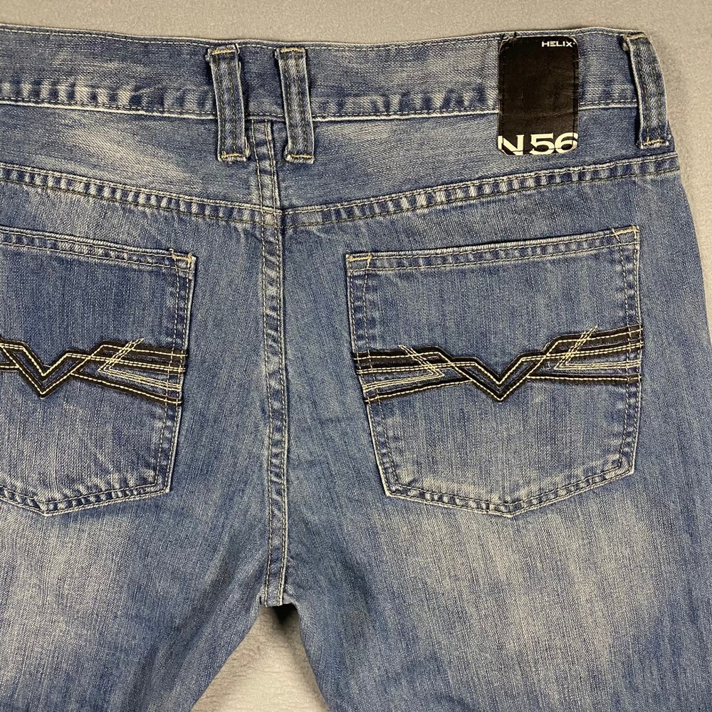 Helix Mens Relaxed Straight Leg Blue Denim Jeans 34x32 Medium Wash N56 1382